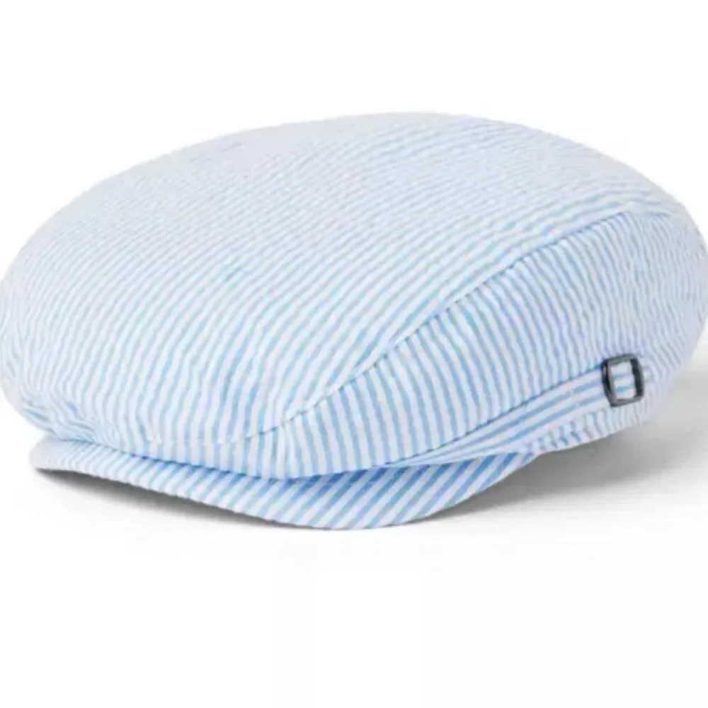 Janie and Jack 100049182 Boy Light Blue Stripe Seersucker Newsboy Cap